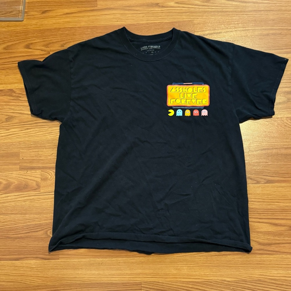 Assholes Live Forever Pacman Graphic Black Graphic T-Shirt‎ Size XL